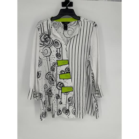 Ali Miles Tops - Ali Miles Top Womens Large White Long Sleeve Button Up Casual Basic Blouse